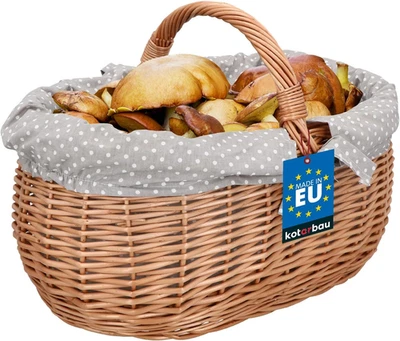 ® Cestino Da Picnic in Vimini, 47 Cm, Colore Naturale, Con Inserto in Tessuto Gr - Immagine 1 di 4