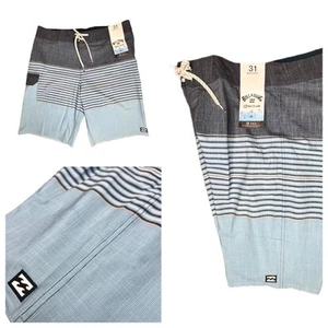 Pantalones Cortos de Tabla Billabong Para Hombre Talla 31 Todo el Día Brezo Rayas Surf Natación Azul Cielo - Imagen 1 de 9