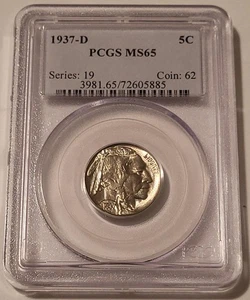 1937 D Buffalo Nickel MS65 PCGS - Bild 1 von 4