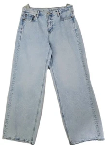 Pantalones de mezclilla holgados de tiro alto American Eagle ~ para mujer talla 10R~ azul claro 90S pierna ancha. - Imagen 1 de 19