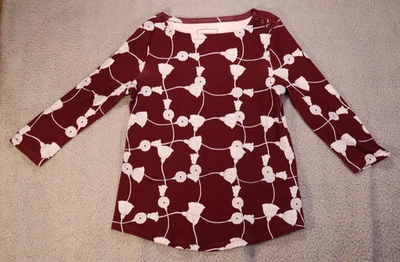 Camisa de algodón Pima para mujer XS Petite negra granate estampada Charter Club de lujo Foto 1 de 4