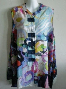 Claire Desjardins 1X Painters Pallette Tunic Top Abstract Print Sleeveless - Picture 1 of 15