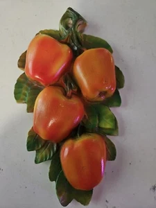 Vintage Chalkware Plaster Fruit Wall Hanging Apple Kitchen Decor - Picture 1 of 5