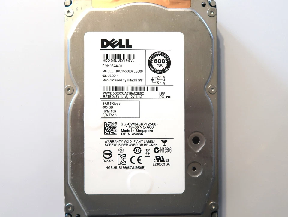 Hitachi HUS156060VLS600 0B24496 E516 (JZY) Singapore 600gb SAS 3.5" 03JUL2011 - Image 1 of 1