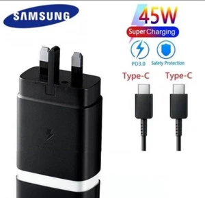 45W Super Fast UK Plug Charger C to C Cable For Samsung S23 S22 S24+ Ultra 5G - Picture 1 of 5