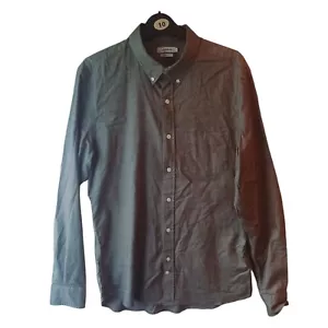 Camicia Oxford da uomo J Lindenburg manica lunga taglia large slim fit grigia abbottonata - Foto 1 di 7