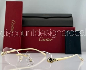 Cartier Panther Frameless Eyeglasses CT0494O 001 Brushed Gold Metal Clear Len 55 - Picture 1 of 8