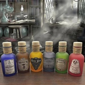 6x 50ml Miniature Magic Potion Coloured Glass Bottles Wedding Favour Party Decor - Foto 1 di 8