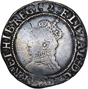 Chelín Isabel I 1602 (mm. 2) - Moneda martillada de plata británica - Bonita - Imagen 1 de 2