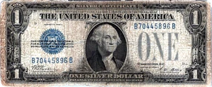1928 $1 Silver Certificate " FUNNY BACK " Banknote - Picture 1 of 3