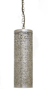 Nuova lampada da soffitto marocchina fatta a mano ottone nichelato H45 x L15 cm omaggio veloce PP - Foto 1 di 6