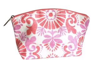 Clinique Pink and White Floral Cosmetic Makeup Bag, Zip-Top, 9.5" X 6" X 3" - Picture 1 of 8