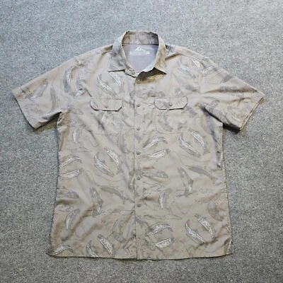 Croft Barrow Shirt Men Size Large Gray Fish Quick Dry Short Sleeve Outdoors Camp - Image 1 of 4
