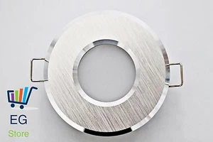 LED Feuchtraum Einbaurahmen IP44-IP65 rund gebürstet Alu GU10 Fassung inkl. - Picture 1 of 3