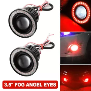 3.5" Inch COB LED Fog Light Projector Car Red Angel Eyes Halo Ring DRL Lamp ， - Picture 1 of 7