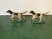 VINTAGE ORIGINAL HUBLEY ENGLISH SETTER POINTING CAST IRON BOOKENDS