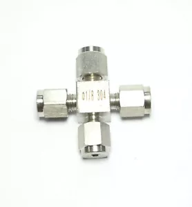 1/8" OD Tube Steel Stainless Twin Ferrule Cross Union Fitting Air Gas Water - Picture 1 of 4