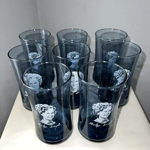 Vintage Cobalt Blue Set Of 8 Shirley Temple Drinking Glasses, New Never Used - Picture 1 of 4