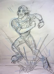 ProStars 1991 FIRMADO DAN KUBAT personaje dibujado a mano arte DIC NBA NFL NHL - Imagen 1 de 2