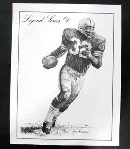 JIM BROWN HOF ART PRINT BY GARY THOMAS BLACK AND WHITE 14x18 CLEVELAND BROWNS RB - Picture 1 of 1