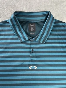 Oakley Logo Polo Shirt Mens 2XL / XL Hydrolix Golf Pullover Performance Striped - Picture 1 of 12