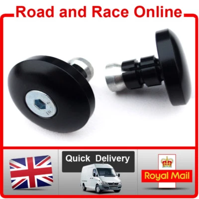 Pair Slim Black Flat Motorcycle Bar Ends Suit Renthal Handlebars - Image 1 of 4
