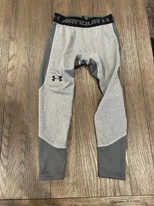 Boys Under Armour Fitted  Compression Pants Spandex Tights Small Gray - Picture 1 of 1