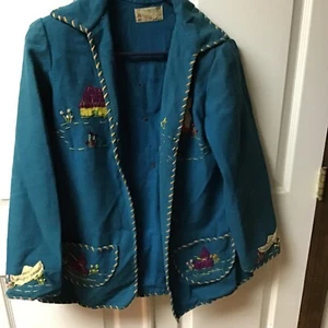 Antique vintage 1940s Mexican souvenir wool jacket. Garcia seal mnos. talla - Picture 1 of 12