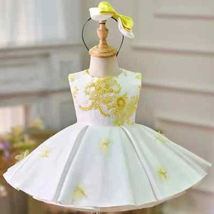 Baby Beading Sleeveless Girl Dress Knee Length Princess Birthday Party Gown - Picture 1 of 8