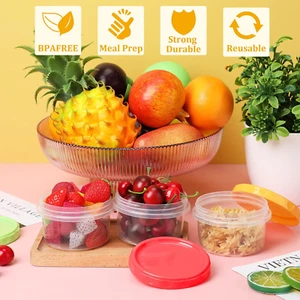 Reusable Small Plastic Freezer Food Storage Container Jars Screw Lid 36 Pack 8Oz - Picture 1 of 7