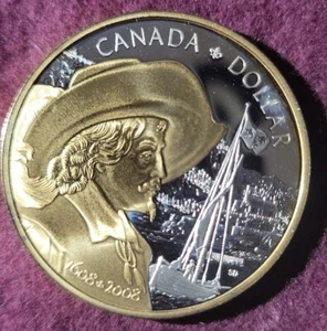 2008 Canada Silver $ (Gold overlay) - Quebec City 400th - PROOF stk#K774 - Picture 1 of 4
