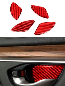 Cubierta de embellecedor de manija interior de puerta de fibra de carbono 4 piezas para Honda CR-V CRV 2007-2011 roja - Imagen 1 de 12
