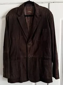 Cole Haan Men’s Dark Brown Goat Skin Soft Suede Jacket XL - Picture 1 of 15