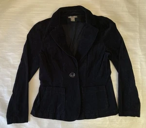 Ann Taylor Cord Blazer Jacke Marine Größe 12 Zierlich Freizeit Knopfleiste Oberteil - Bild 1 von 14