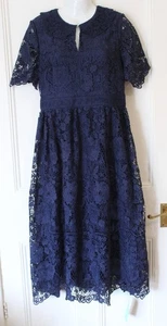 Navy Blue Oasis occasion lace collared midi dress - size 14 - new with tag - Picture 1 of 10
