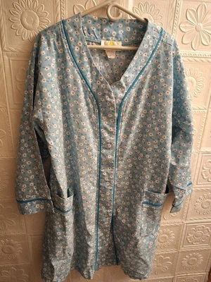 Stanherman Cotton Blend Floral Blue With Little White And Purple Flowers Robe - Image 1 of 3