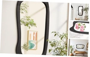Irregular Mirror Black Asymmetrical Wall Mounted Mirrors Large Modern Wood - Picture 1 of 8