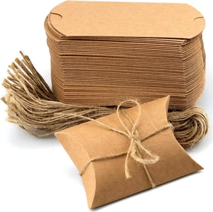IFAMIO 50 Pcs Kraft Paper Pillow Gift Box with 1 Count (Pack of 50), Brown - Picture 1 of 7