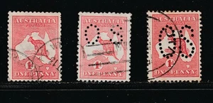 1913 1d Roo normal + small ($15) and large OS ($10) Die I, Die II, Die ? - Foto 1 di 2