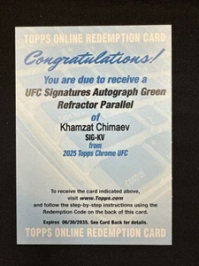 🔥2025 Topps Chrome UFC Khamzat Chimaev Geometric Green Auto Redemption /99🔥 - Bild 1 von 2