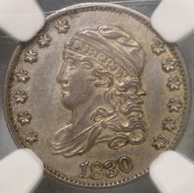 1830 CAPPED BUST SILVER HALF DIME w/ATTRACTIVE GORGEOUS NATURAL PATINA NGC AU 55 - Image 1 of 4