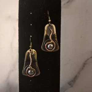 Dangle Earrings Copper Art Deco - Picture 1 of 5