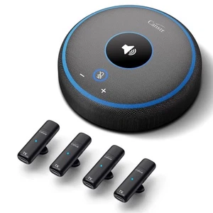 Conference Speaker with 4 Wireless Mics, USB Speakerphone with AI Noise Reduc... - Picture 1 of 6