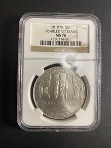 2010-W Disabled Veterans Commemorative Silver Dollar NGC MS70 - Picture 1 of 2