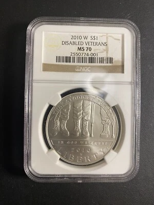 2010-W Disabled Veterans Commemorative Silver Dollar NGC MS70 - Image 1 of 2