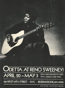 Postal ODETTA at RENO SWEENEY (1975) para actuaciones del 20 de abril al 3 de mayo de 1975 - Imagen 1 de 2