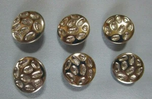 6 Sparkle Look Silver Tone Metal Shank Buttons 3/4 Inch - Picture 1 of 3
