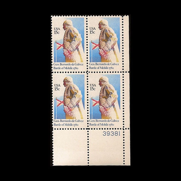 USA 1980 BERNARDO DE GALVEZ #1826 PLATE BLOCK MNH BR - Image 1 of 1