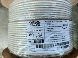Coaxial Cable Plenum RG6U 18 AWG 1000 ft. General Carol C3525.41.86 75 OHM - Afbeelding 1 van 3