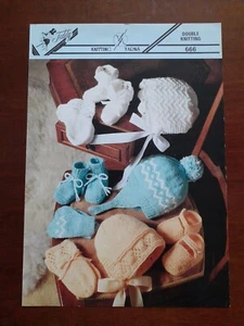 Teddy Wools DK Knitting Pattern No 666 Bonnets, Helmet, Mitts & Bootees Vintage - Picture 1 of 4